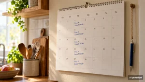 Wandkalender mit festen wöchentlichen Betreuungsterminen