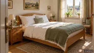 Hauswirtschaftliche Unterstützung durch GLÜCKSMOMENTE: frische Bettwäsche für ein gepflegtes Zuhause