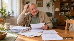 Pflegeberatung hilft: Senior liest ratlos einen Brief der Pflegekasse